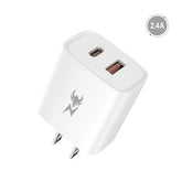 AmpNergy PowerSurge 12W Dual-Port Wall Charger (USB-C + USB-A) - White